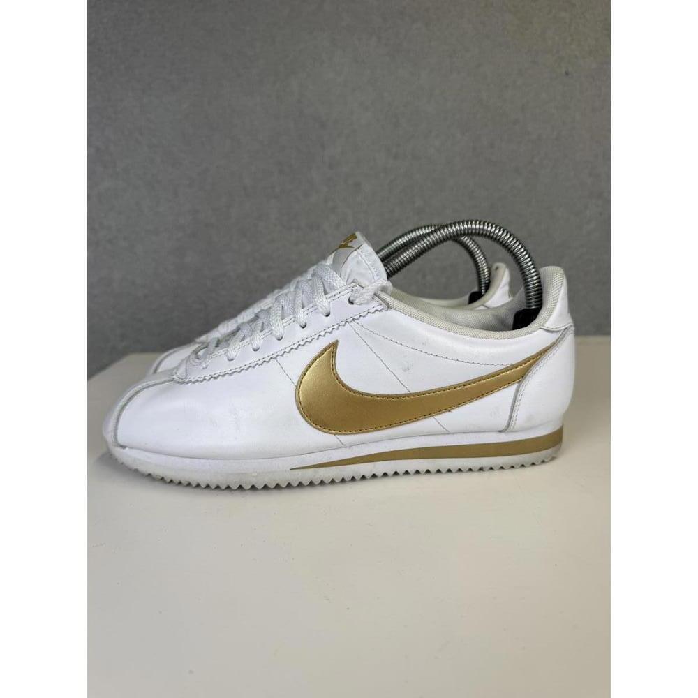 Men's Nike Cortez Prm Leather 2025 Metallic Gold Swoosh White Women's Size 8.5 - Picture 4 of 9